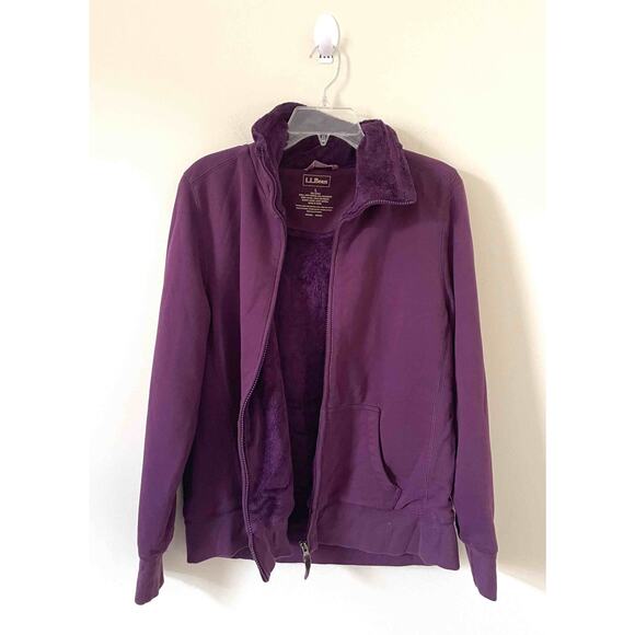 L.L. Bean Sherpa Lined Full Zip Hoodie Sweatshirt Jacket Purple Size Large - Picture 3 of 6
